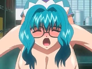 Hentai hottie in glasses fucked in her lusty cunt