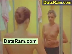 Sexy girl stripping nude in bathroom