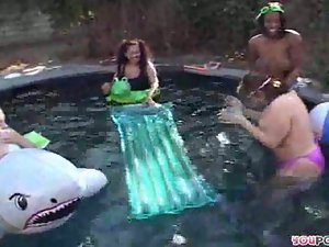 Chunky girl pool party