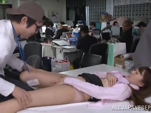 Sexy Japanese girl gets fucked in crowded office