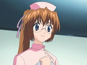 Nurse in cute glasses fucked in anime vagina