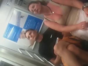 mega big melons braless showing off on the subway