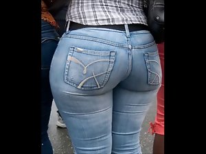 Mommy Aged in tense jeans big butt bum mamma phat naughty butt
