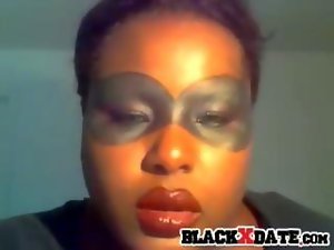 Smoking black lady teasing on webcam