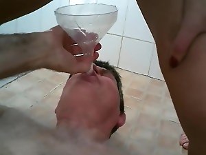 grandpaps must drink the pee of 4 girls with funnel